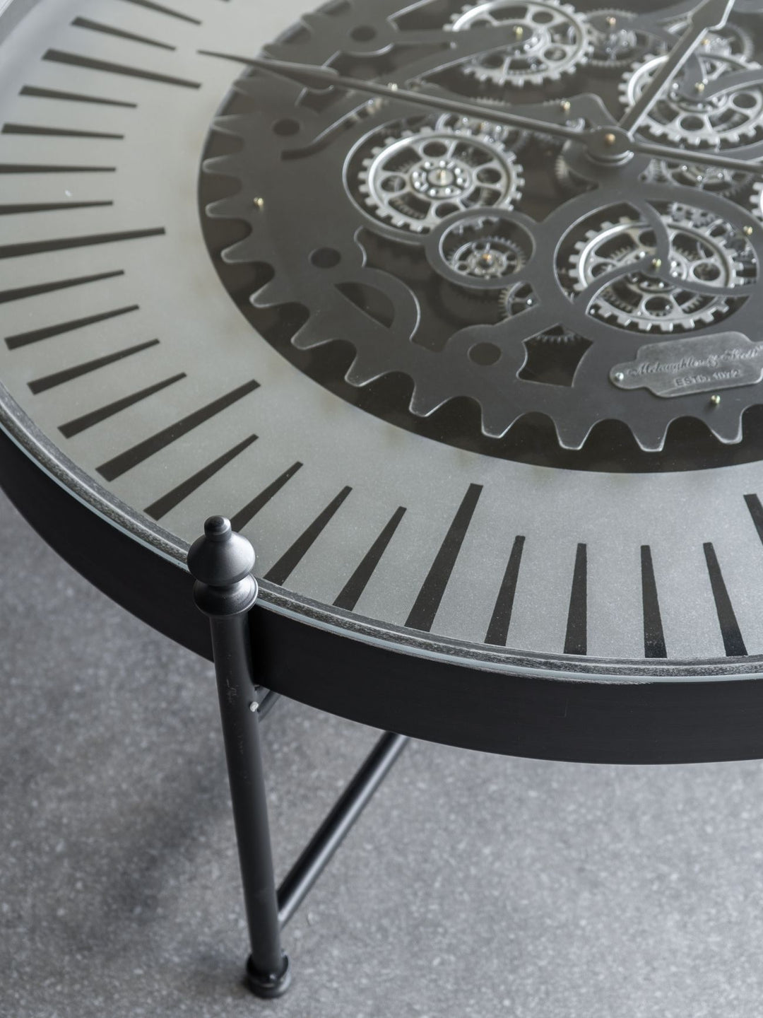 Libra Palladium Coffee Table Wall Clock with Moving Cogs