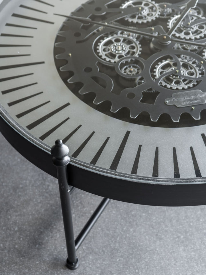 Libra Palladium Coffee Table Wall Clock with Moving Cogs