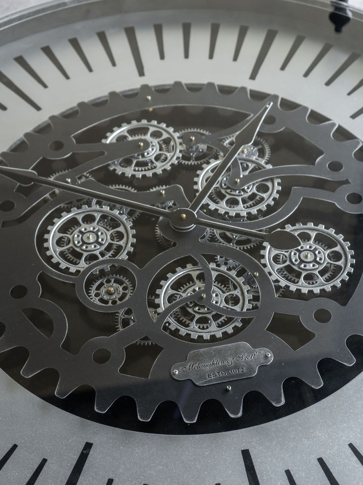 Libra Palladium Coffee Table Wall Clock with Moving Cogs