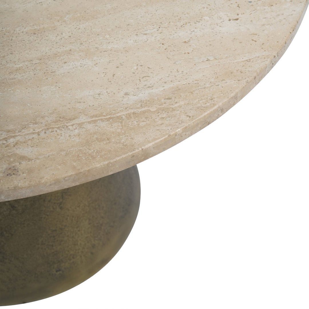 Libra Clifton II Antique Brass and Light Travertine Coffee Table Small 60cm