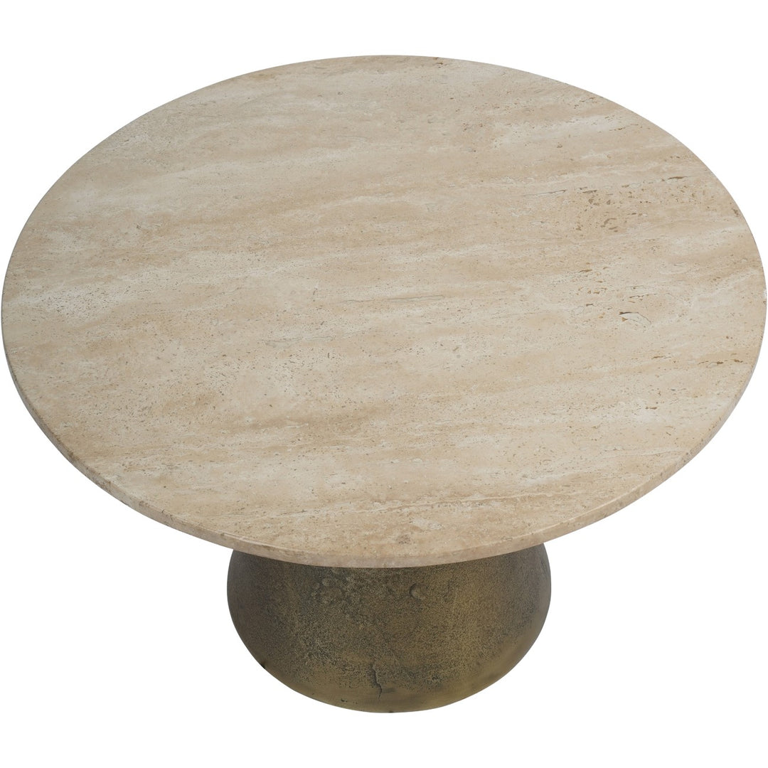 Libra Clifton II Antique Brass and Light Travertine Coffee Table Small 60cm