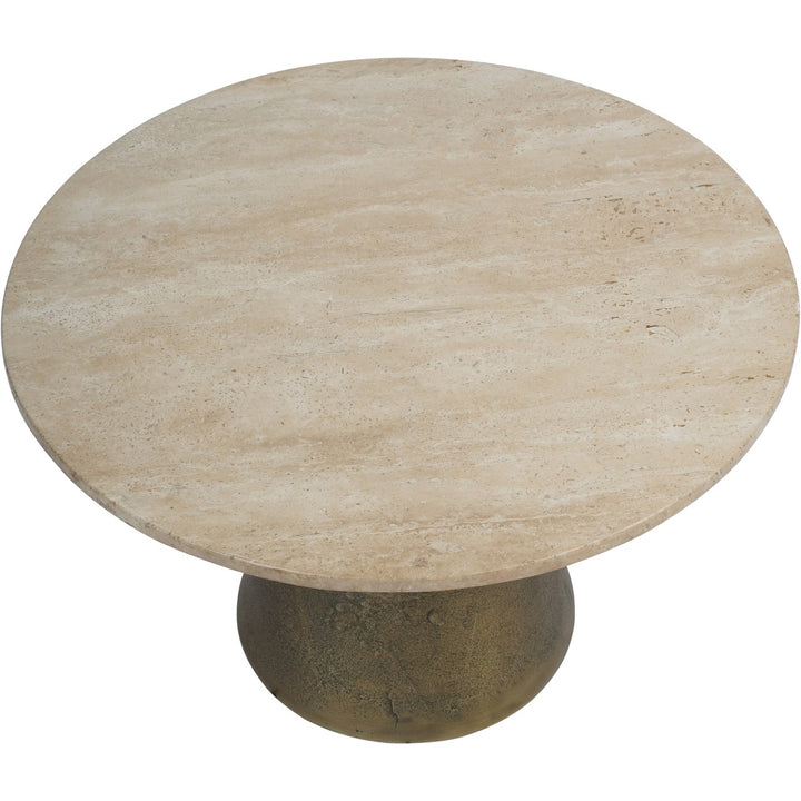 Libra Clifton II Antique Brass and Light Travertine Coffee Table Small 60cm