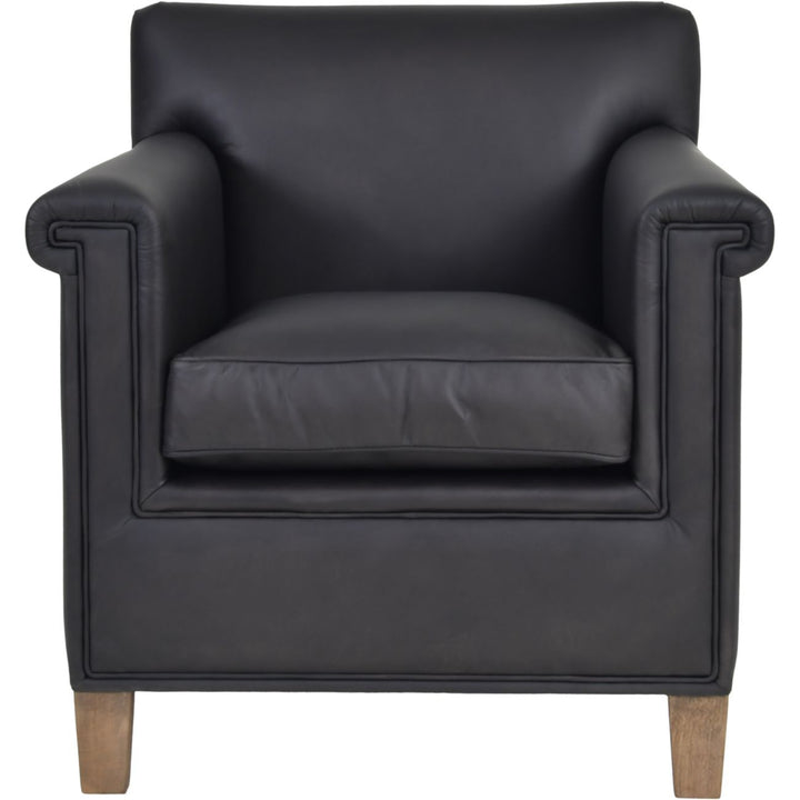 Black leather armchair on a white background