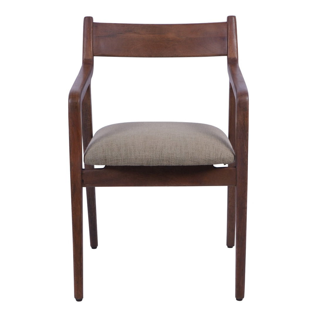 Libra Monterey Retro Dark Wood Dining Chair with Natural Sage Upholstery