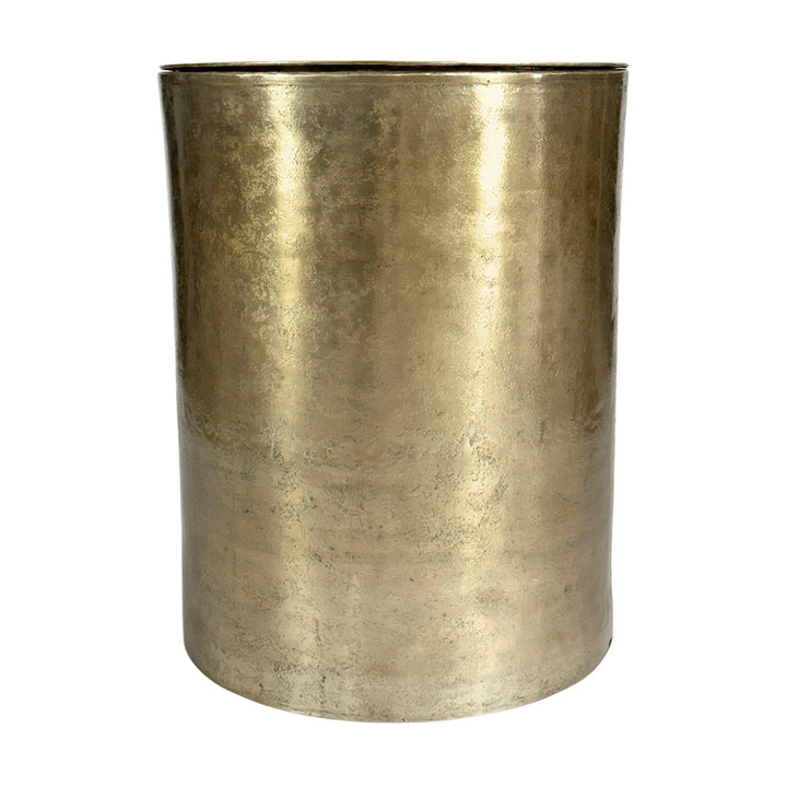 Brass wastebasket on a white background