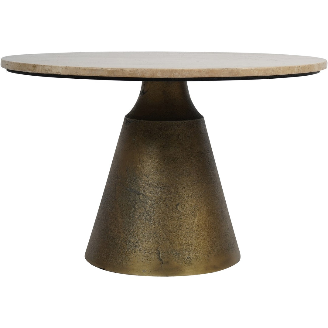 Libra Clifton II Antique Brass and Light Travertine Coffee Table Small 60cm