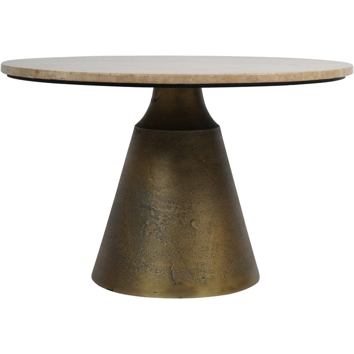 Libra Clifton II Antique Brass and Light Travertine Coffee Table Small 60cm