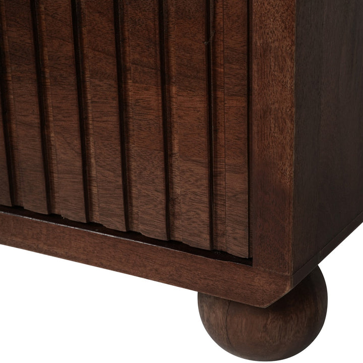 Libra Carmel Dark Wood 6 Ridged Drawer Chest with White Marble Top