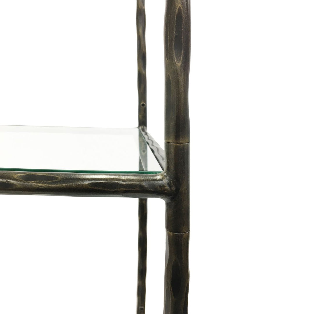 Libra Patterdale Hand Forged Shelving Unit Table Dark Bronze with Glass Shelves