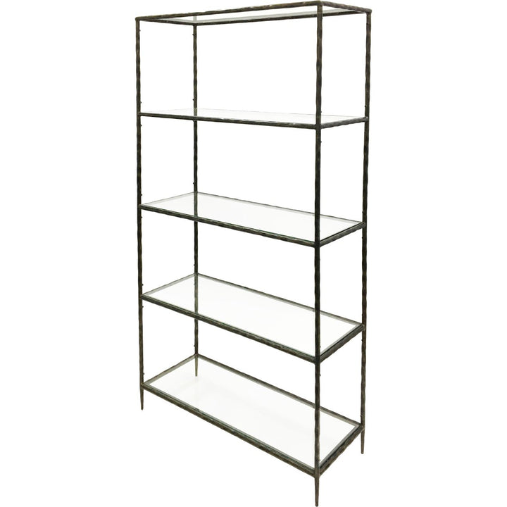 Libra Patterdale Hand Forged Shelving Unit Table Dark Bronze with Glass Shelves