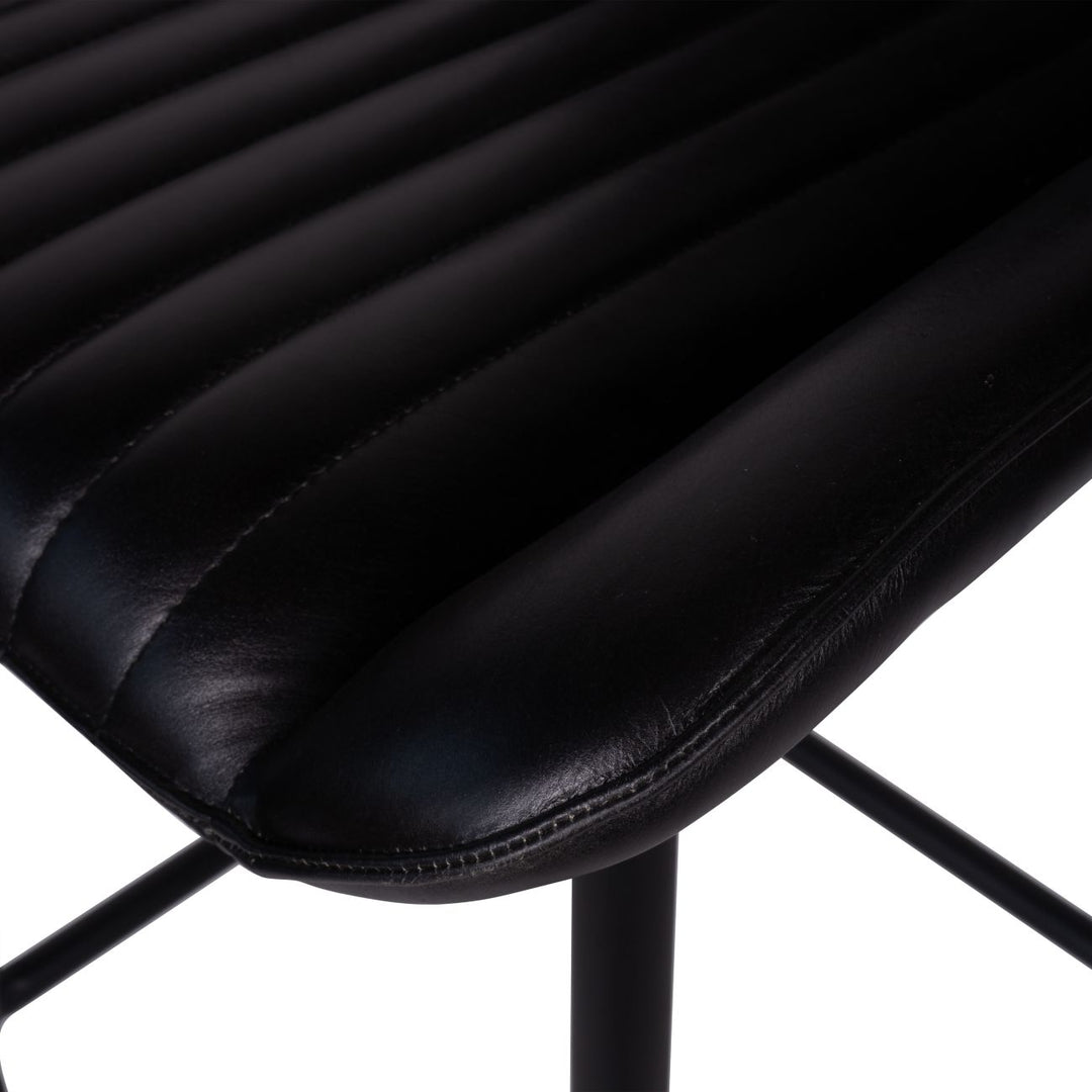 Libra Pair of Pembroke Leather Bar Stools in Charcoal