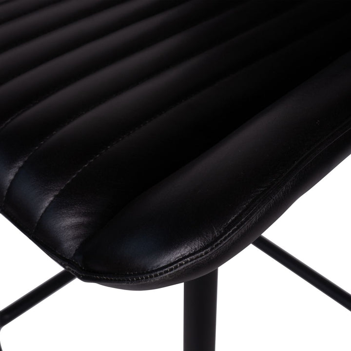 Libra Pair of Pembroke Leather Bar Stools in Charcoal