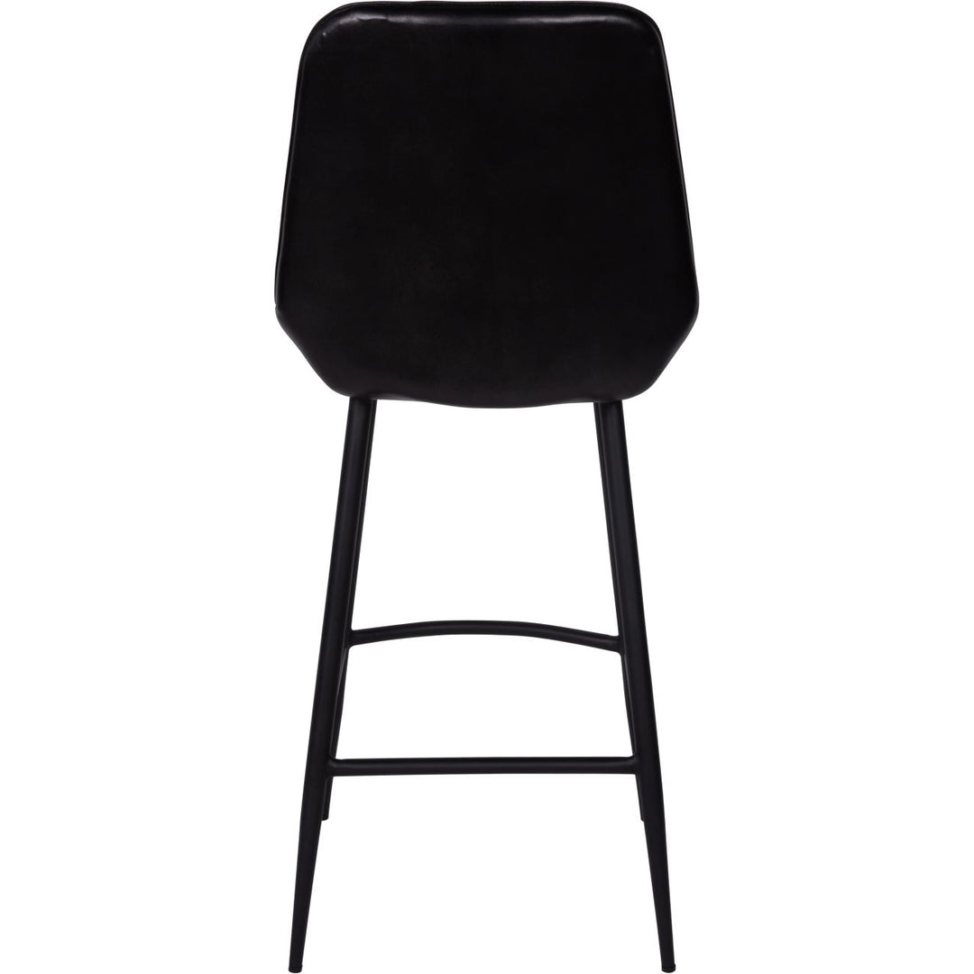 Libra Pair of Pembroke Leather Bar Stools in Charcoal
