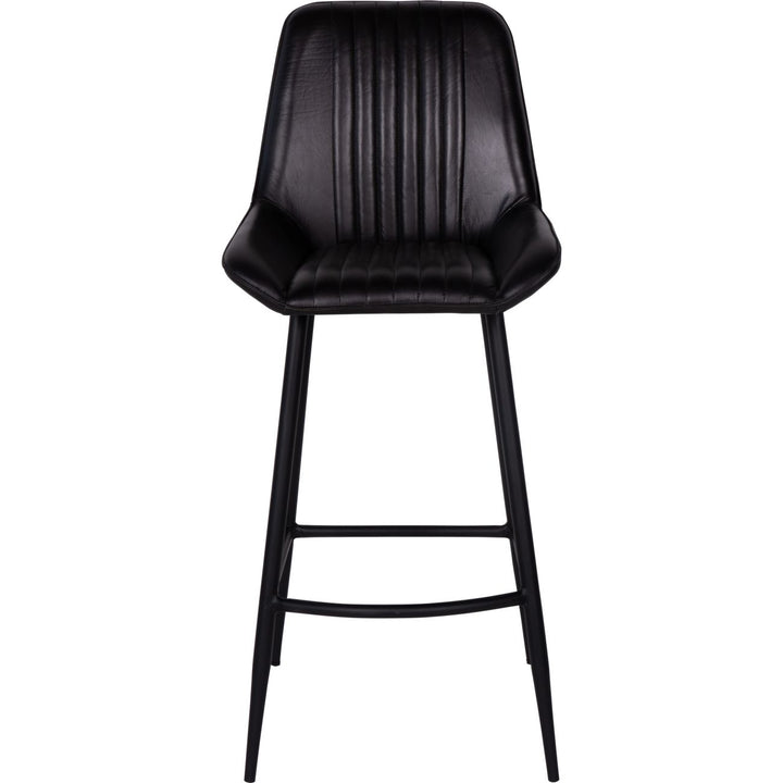 Elevate your kitchen or bar area with this sophisticated pair of Pembroke leather bar stools in charcoal.