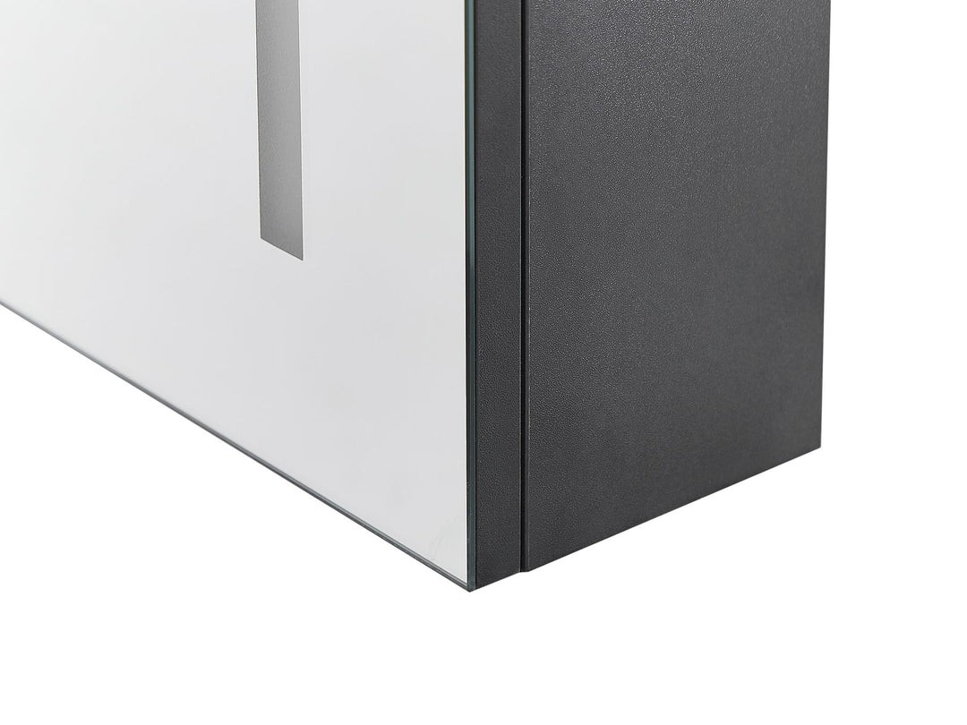 Bathroom Wall Mounted Mirror Cabinet LED 60 cm 60 cm Black Chabunco