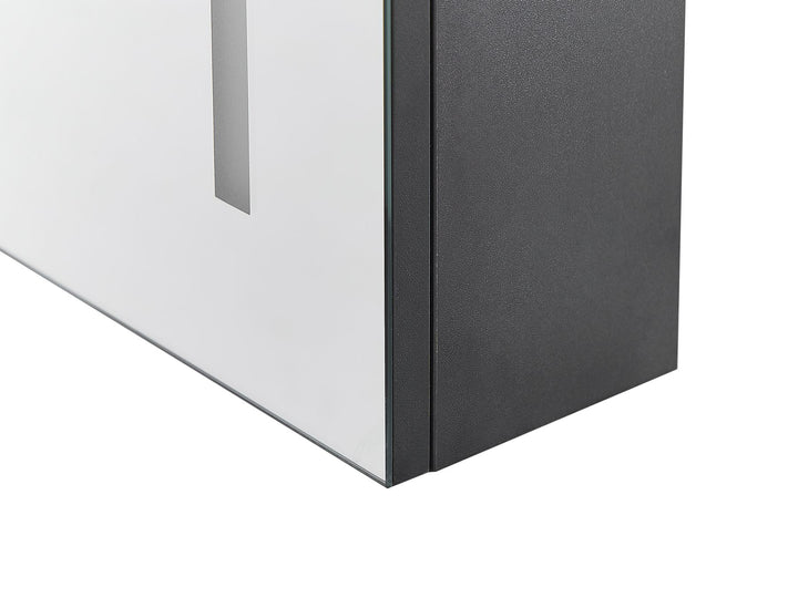 Bathroom Wall Mounted Mirror Cabinet LED 60 cm 60 cm Black Chabunco