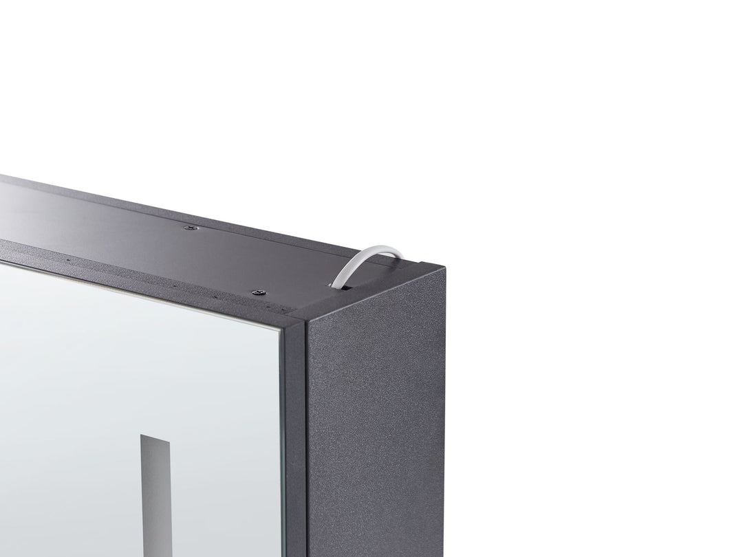Bathroom Wall Mounted Mirror Cabinet LED 60 cm 60 cm Black Chabunco
