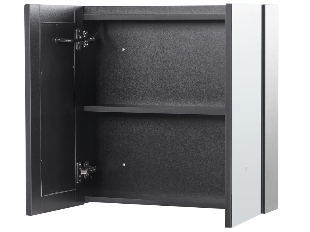 Bathroom Wall Mounted Mirror Cabinet LED 60 cm 60 cm Black Chabunco