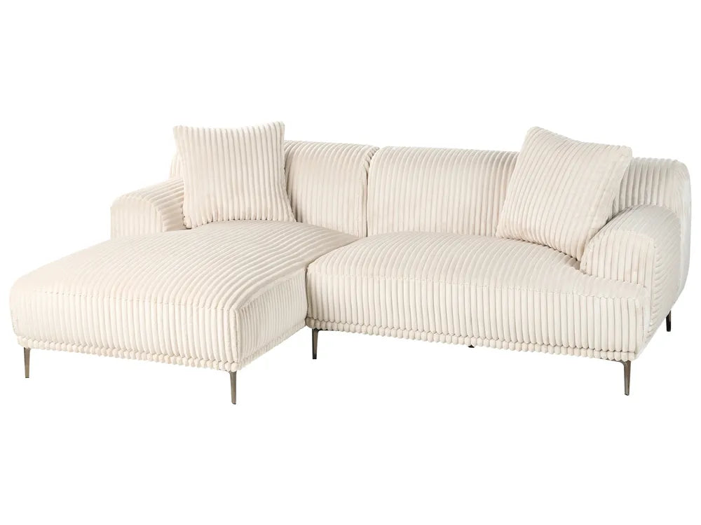 Corner Sofa Corduroy Off-White Left Hand Scarlet