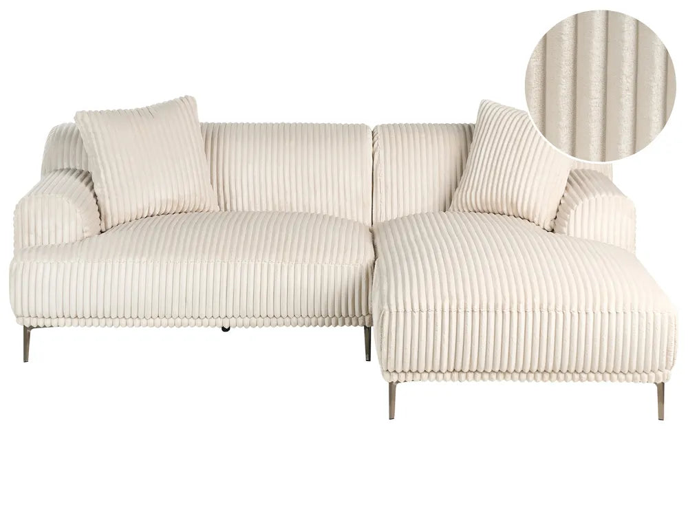 Corner Sofa Corduroy Off-White Left Hand Scarlet