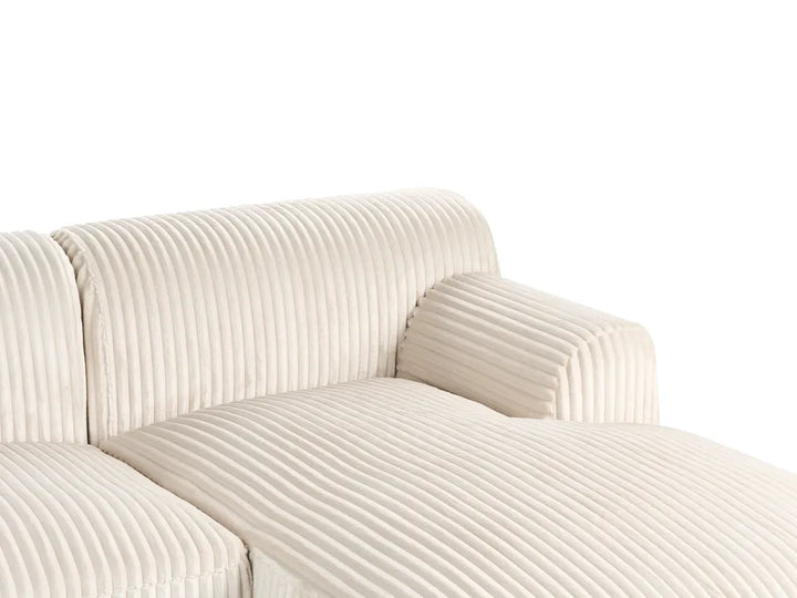 Corner Sofa Corduroy Off-White Left Hand Scarlet