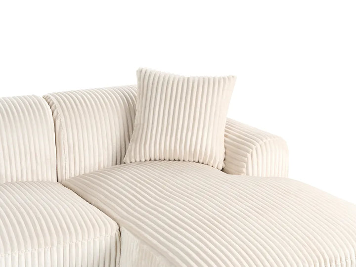 Corner Sofa Corduroy Off-White Left Hand Scarlet