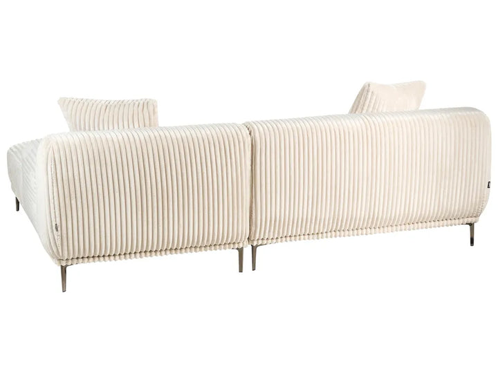 Corner Sofa Corduroy Off-White Left Hand Scarlet