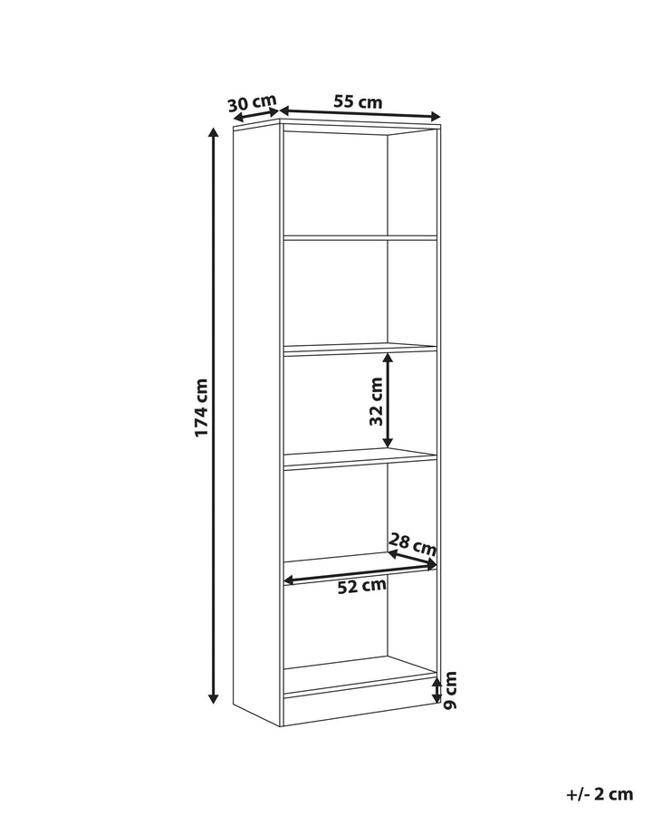 5 Tier Bookcase 174 cm White Stewart