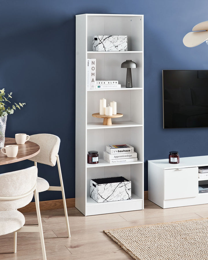 5 Tier Bookcase 174 cm White Stewart