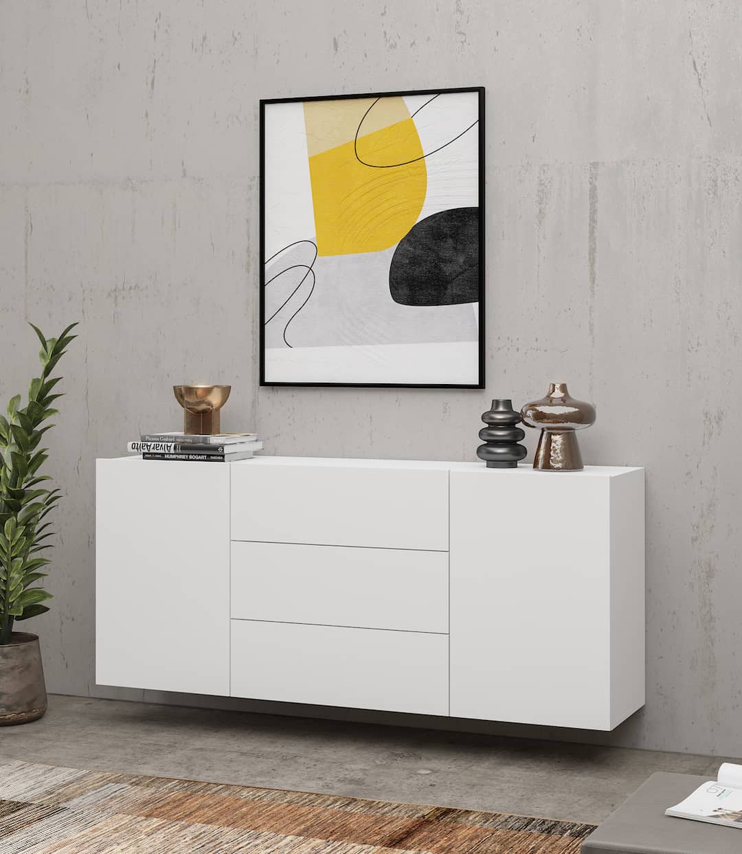 Sideboard Cabinet 140cm White Matt Ava 26