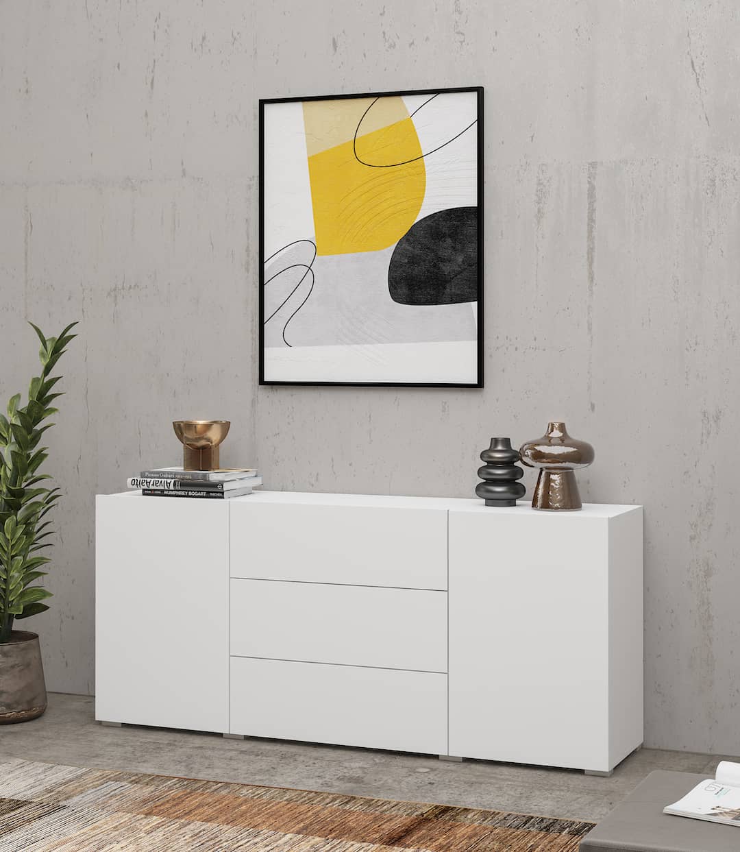 Sideboard Cabinet 140cm White Matt Ava 26