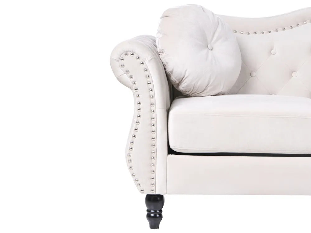 Sofa 3 Seater Velvet Light Beige Drinel