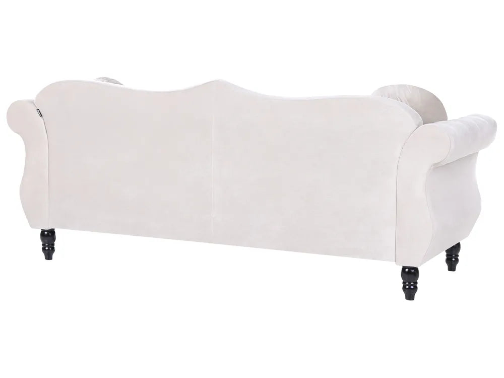 Sofa 3 Seater Velvet Light Beige Drinel