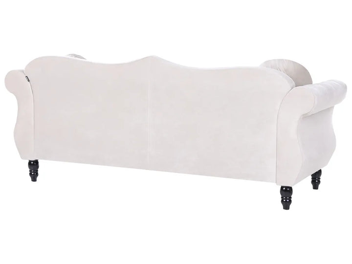 Sofa 3 Seater Velvet Light Beige Drinel