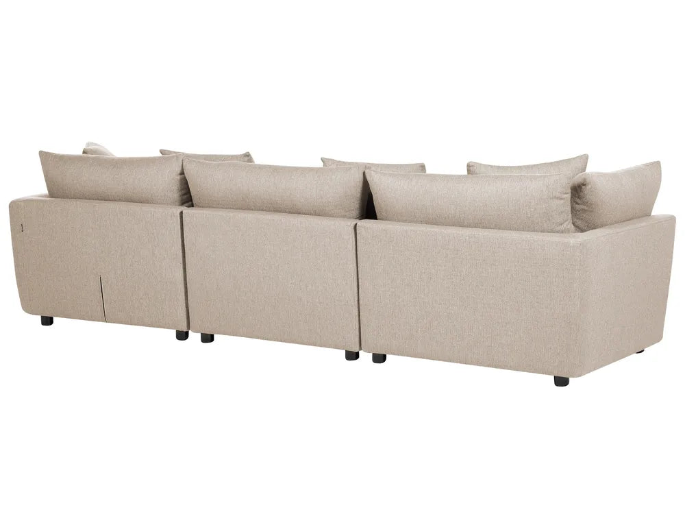 Sofa 3 Seater Fabric Beige with Ottoman Macalla
