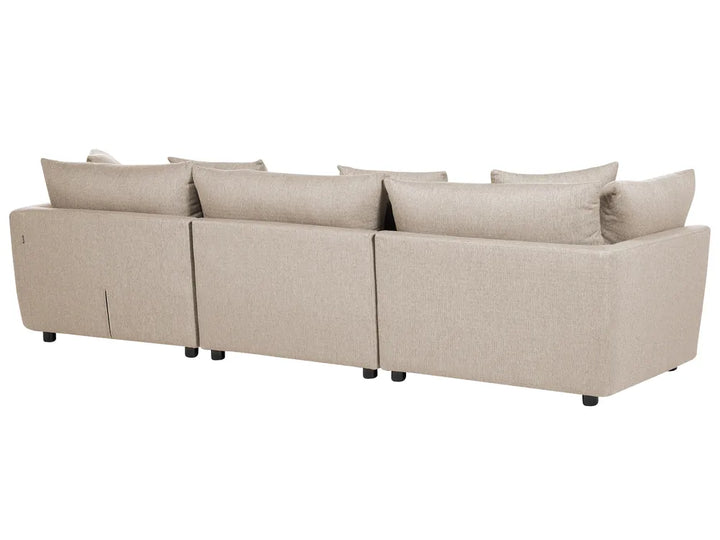 Sofa 3 Seater Fabric Beige with Ottoman Macalla