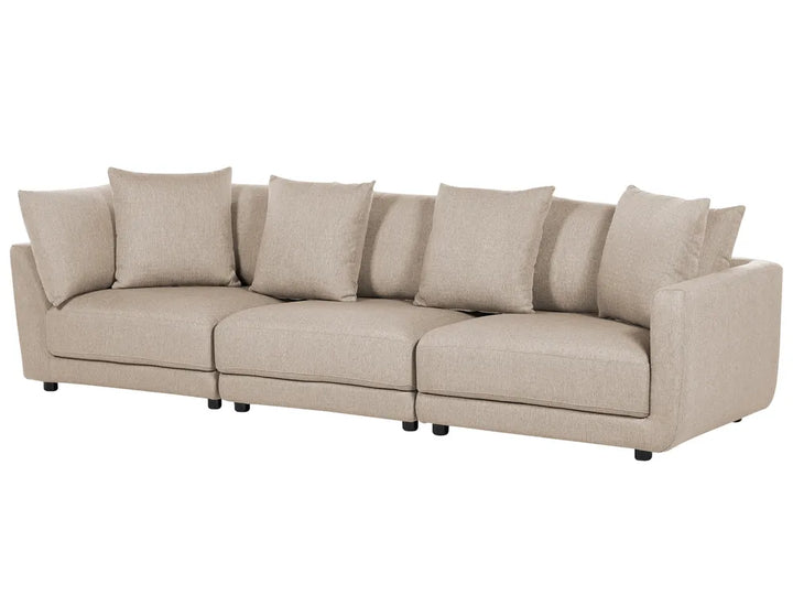 Sofa 3 Seater Fabric Beige with Ottoman Macalla
