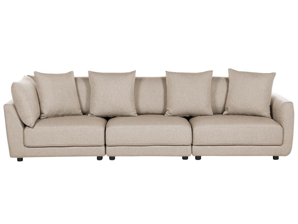 Sofa 3 Seater Fabric Beige with Ottoman Macalla