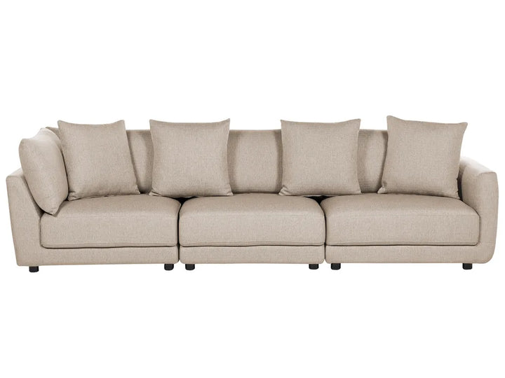 Sofa 3 Seater Fabric Beige with Ottoman Macalla