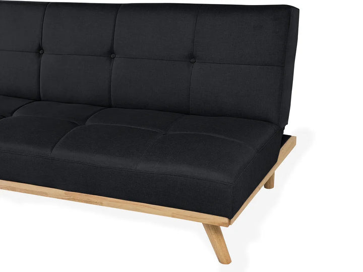 Sofa Bed 3 Seater Fabric Black Charlesa