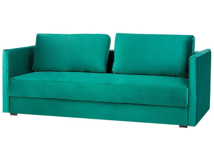 Sofa Bed 3 Seater Velvet Emerald Green with Storage Charleah