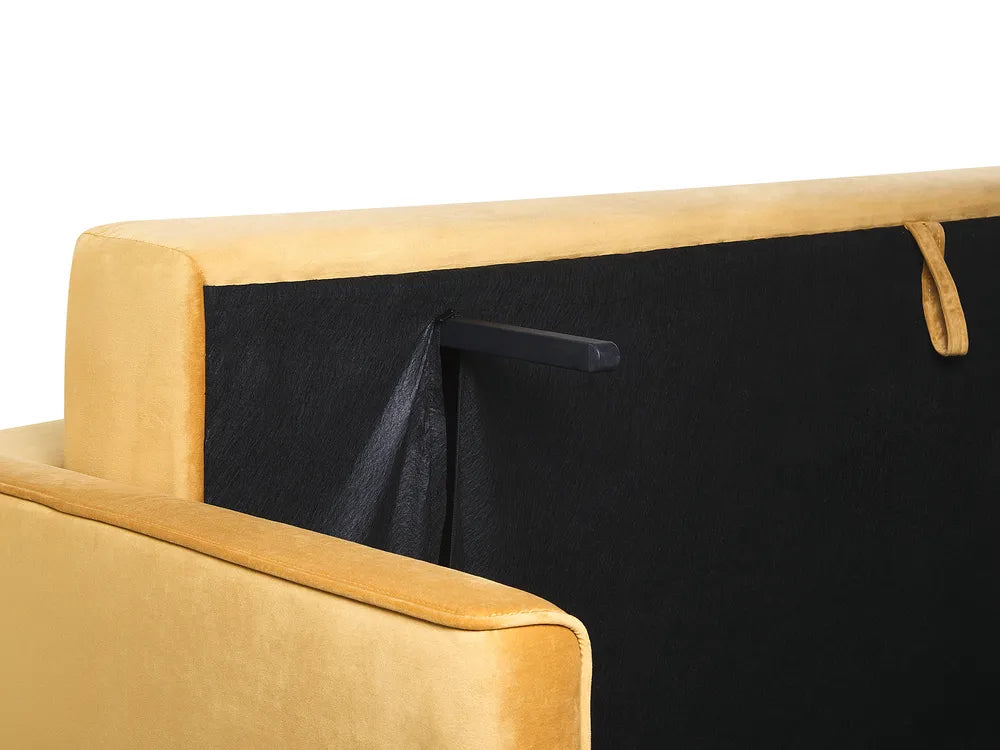 Sofa Bed 3 Seater Velvet Mustard with Storage Charleah