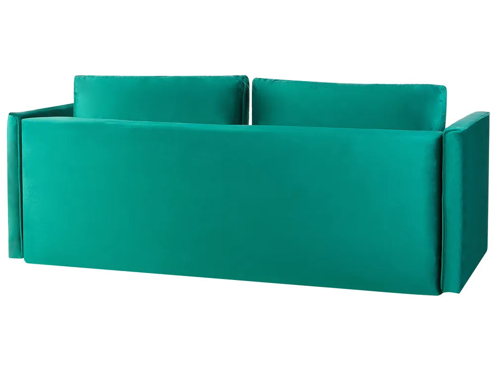 Sofa Bed 3 Seater Velvet Emerald Green with Storage Charleah