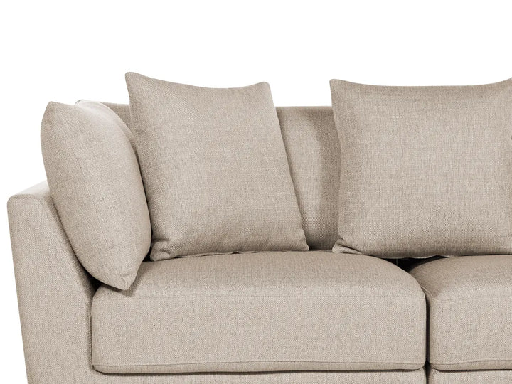 Sofa 3 Seater Fabric Beige with Ottoman Macalla