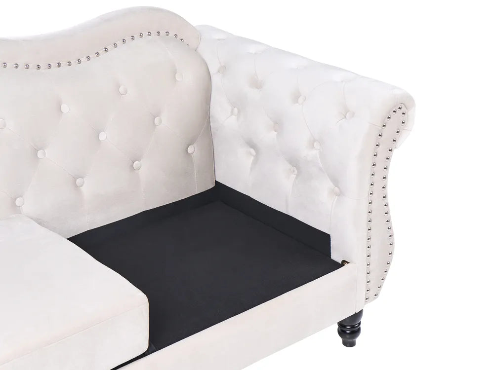 Sofa 3 Seater Velvet Light Beige Drinel