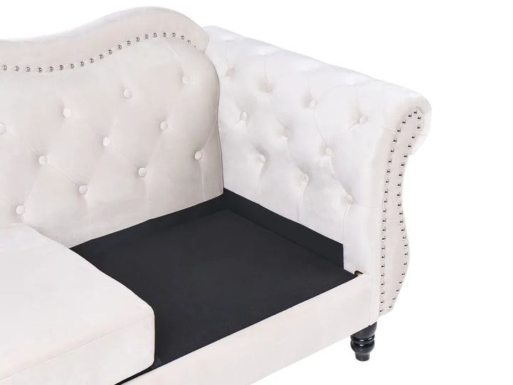 Sofa 3 Seater Velvet Light Beige Drinel
