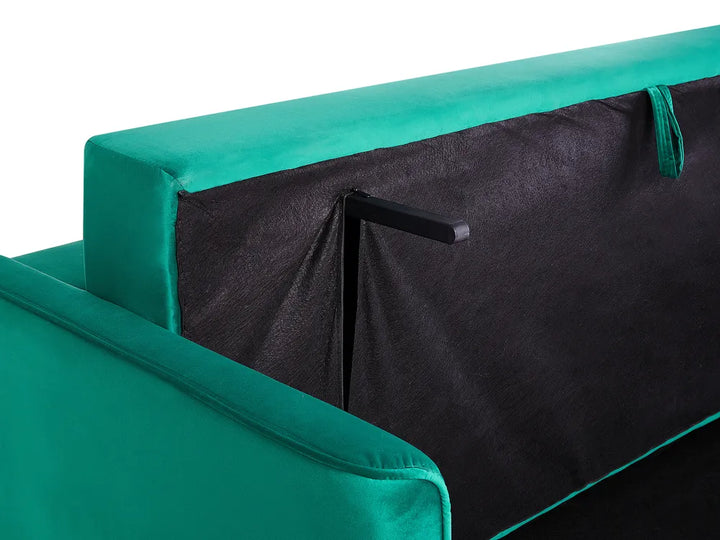 Sofa Bed 3 Seater Velvet Emerald Green with Storage Charleah