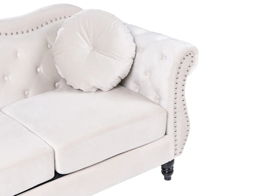 Sofa 3 Seater Velvet Light Beige Drinel