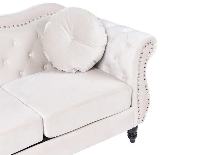 Sofa 3 Seater Velvet Light Beige Drinel