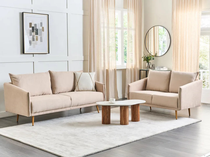 Sofa 3 Seater Velvet Beige Brevick